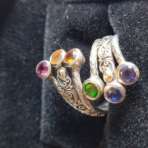 Sterling Silver Ring with Gemstones
